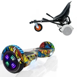 6.5 inch Hoverboard with Suspensions Hoverkart, Regular HipHop Junior, Standard Range and Black Seat with Double Suspension Set, Smart Balance