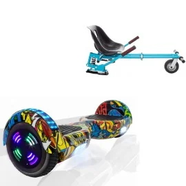 Pakke Hoverboard Go Kart med Støddæmpere, 6.5 tommer, Regular HipHop Junior, Standard Rækkevidde, og Blå Hoverkart med Støddæmpere, Smart Balance Segboard