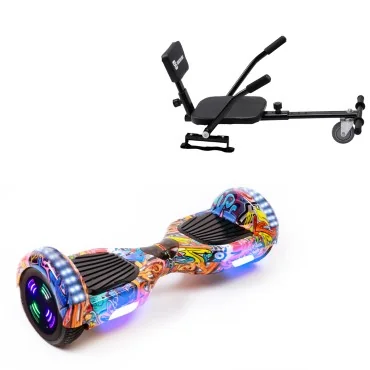 Hoverboard 6.5 pouces et Comfort Hoverkart Kit, Regular HipHop Orange Junior, Standard Autonomie et Hoverkart Comfort Noire, Smart Balance