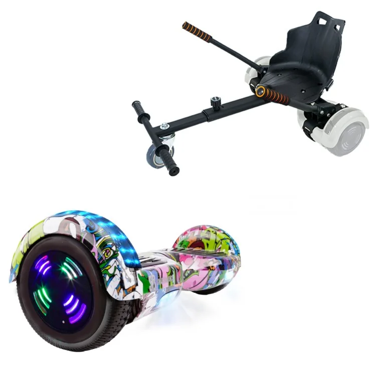 6.5 inch Hoverboard met Standaard Hoverkart, Regular Multicolor Junior, Standard Afstand en Zwarte Hoverkart, Smart Balance