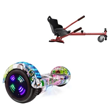 Paket Hoverboard Standard Go Kart 6.5 tums, Regular Multicolor Junior, Standard Räckvidd och Röd Hoverkart, Smart Balance