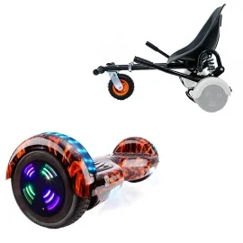 6.5 inch Hoverboard with Suspensions Hoverkart, Regular Flame Junior, Standard Range and Black Seat with Double Suspension Set, Smart Balance