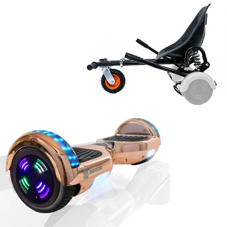 6.5 inch Hoverboard with Suspensions Hoverkart, Regular Iron Junior, Standard Range and Black Seat with Double Suspension Set, Smart Balance