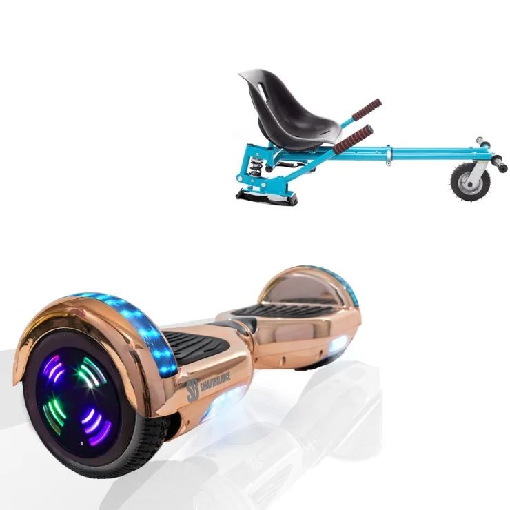 6.5 inch Hoverboard with Suspensions Hoverkart, Regular Iron Junior, Standard Range and Blue Seat with Double Suspension Set, Smart Balance