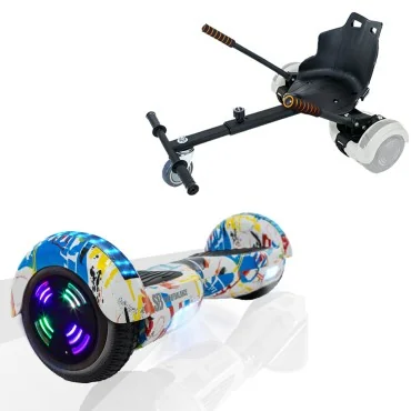 6.5 inch Hoverboard with Standard Hoverkart, Regular Splash Junior, Standard Range and Black Ergonomic Seat, Smart Balance