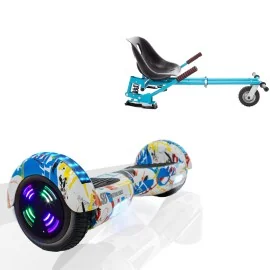 Paket Hoverboard Go Kart med Stötdämpare, 6.5 tums, Regular Splash Junior, Standard Räckvidd och Blå Hoverkart med Stötdämpare, Smart Balance