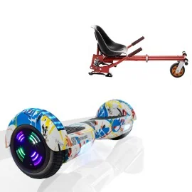 6.5 inch Hoverboard with Suspensions Hoverkart, Regular Splash Junior, Standard Range and Red Seat with Double Suspension Set, Smart Balance