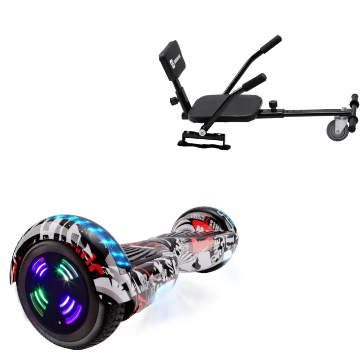 6.5 inch Hoverboard met Comfort Hoverkart, Regular Last Dead Junior, Standard Afstand en Zwarte Comfort Hoverkart, Smart Balance