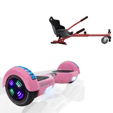 6.5 Zoll Hoverboard mit Standard Sitz, Regular Pink Junior, Standard Reichweite und Rot Hoverboard Sitz, Smart Balance