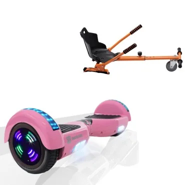 6.5 Zoll Hoverboard mit Standard Sitz, Regular Pink Junior, Standard Reichweite und Orange Hoverboard Sitz, Smart Balance