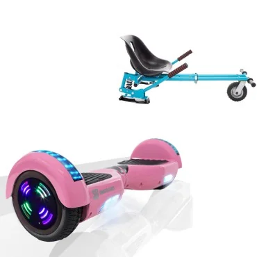 6.5 inch Hoverboard with Suspensions Hoverkart, Regular Pink Junior, Standard Range and Blue Seat with Double Suspension Set, Smart Balance