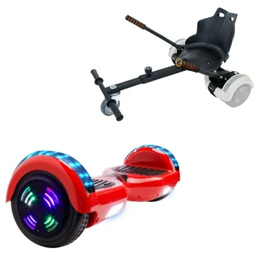 6.5 inch Hoverboard with Standard Hoverkart, Regular Red Junior, Standard Range and Black Ergonomic Seat, Smart Balance