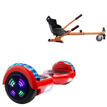 6.5 inch Hoverboard with Standard Hoverkart, Regular Red Junior, Standard Range and Orange Ergonomic Seat, Smart Balance