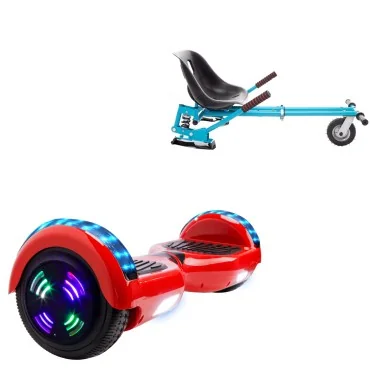 Paket Hoverboard Go Kart med Stötdämpare, 6.5 tums, Regular Red Junior, Standard Räckvidd och Blå Hoverkart med Stötdämpare, Smart Balance