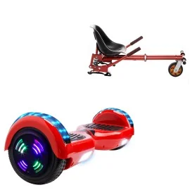 6.5 inch Hoverboard with Suspensions Hoverkart, Regular Red Junior, Standard Range and Red Seat with Double Suspension Set, Smart Balance