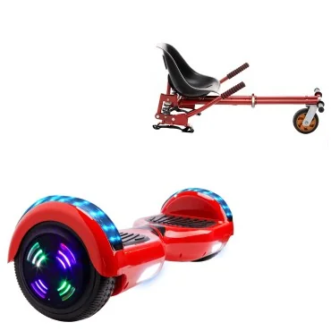 Hoverboard 6.5 Pouces et Hoverkart avec Amortisseurs, Regular Red Junior, Standard Autonomie et Hoverkart Rouge avec Amortisseurs, Smart Balance