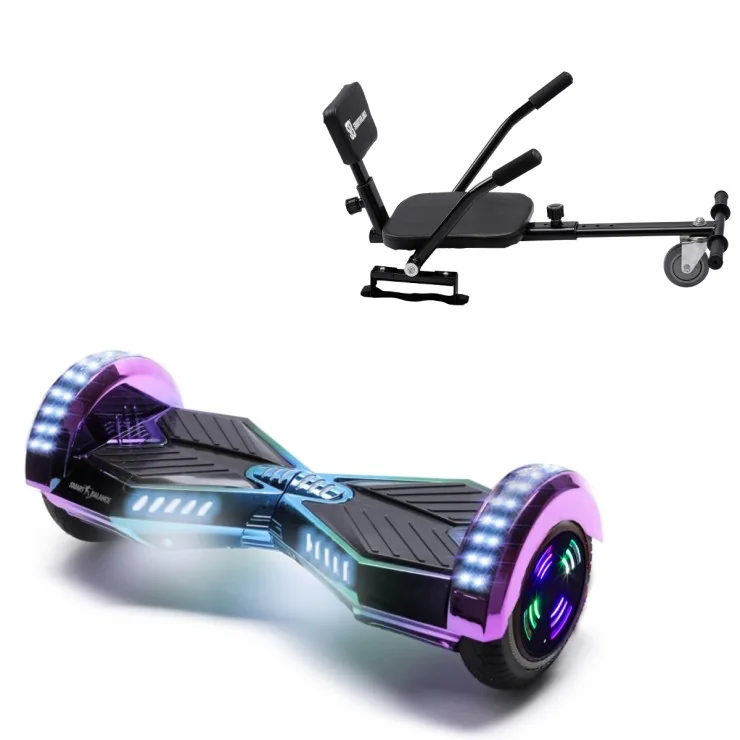 6.5 inch Hoverboard met Comfort Hoverkart, Transformers Dakota Junior, Standard Afstand en Zwarte Comfort Hoverkart, Smart Balance