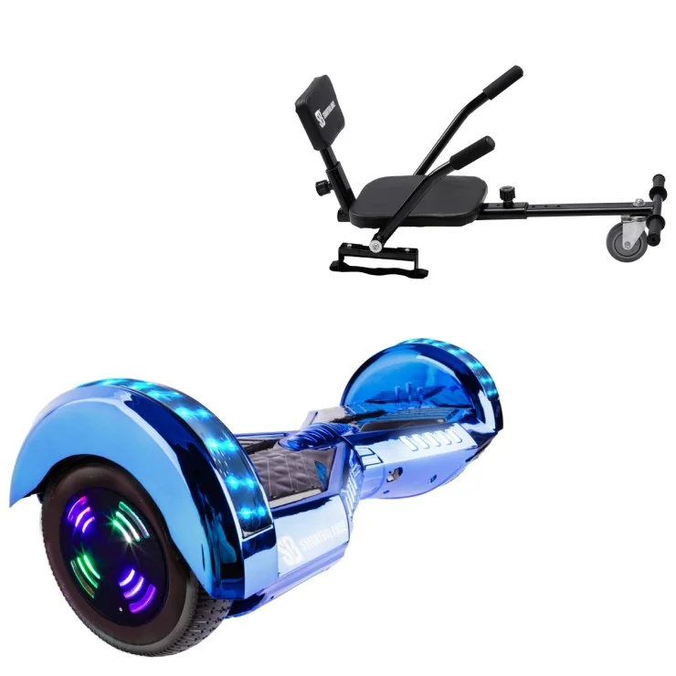 6.5 inch Hoverboard with Comfort Hoverkart, Transformers ElectroBlue Junior, Standard Range and Black Comfort Seat, Smart Balance