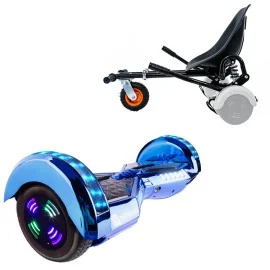 6.5 inch Hoverboard with Suspensions Hoverkart, Transformers ElectroBlue Junior, Standard Range and Black Seat with Double Suspension Set, Smart Balance