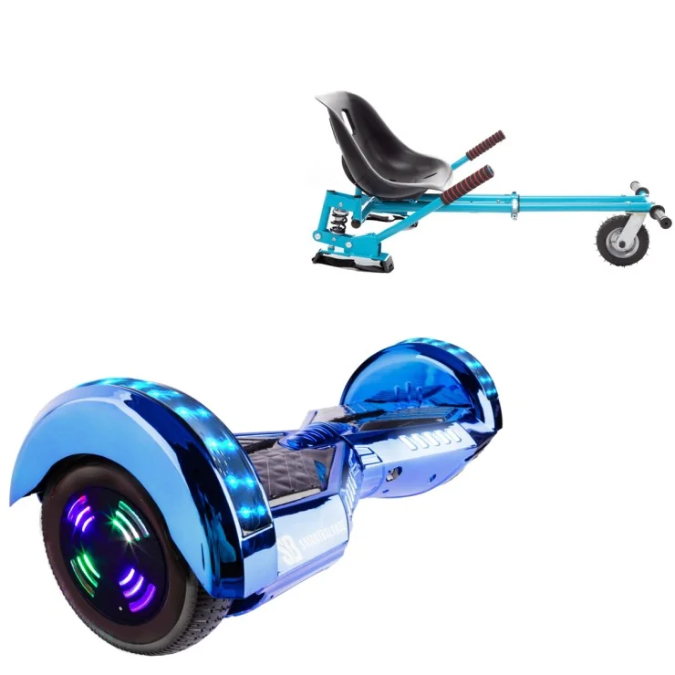 Hoverboard 6.5 Pouces et Hoverkart avec Amortisseurs, Transformers ElectroBlue Junior, Standard Autonomie et Hoverkart Bleu avec Amortisseurs, Smart Balance