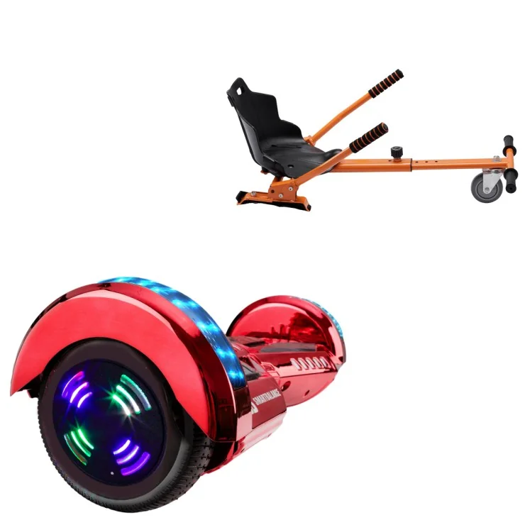 6.5 inch Hoverboard with Standard Hoverkart, Transformers ElectroRed Junior, Standard Range and Orange Ergonomic Seat, Smart Balance