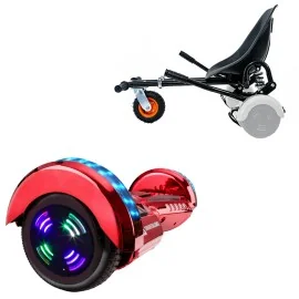 6.5 inch Hoverboard with Suspensions Hoverkart, Transformers ElectroRed Junior, Standard Range and Black Seat with Double Suspension Set, Smart Balance