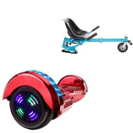 6.5 inch Hoverboard with Suspensions Hoverkart, Transformers ElectroRed Junior, Standard Range and Blue Seat with Double Suspension Set, Smart Balance