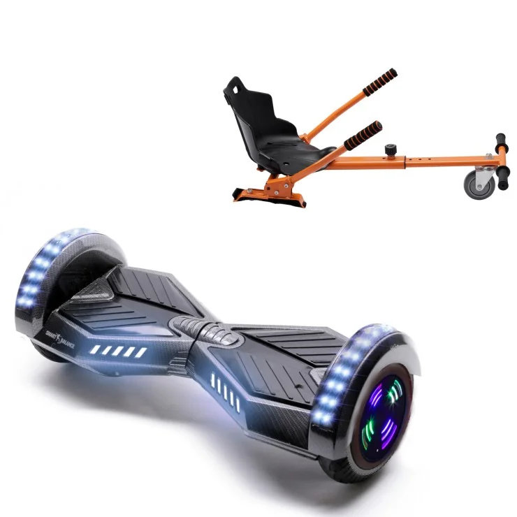 6.5 inch Hoverboard with Standard Hoverkart, Transformers Carbon Junior, Standard Range and Orange Ergonomic Seat, Smart Balance