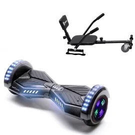 6.5 inch Hoverboard met Comfort Hoverkart, Transformers Carbon Junior, Standard Afstand en Zwarte Comfort Hoverkart, Smart Balance