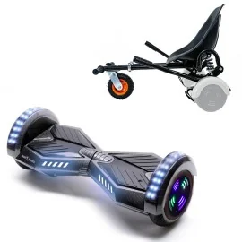 Pakke Hoverboard Go Kart med Støddæmpere, 6.5 tommer, Transformers Carbon Junior, Standard Rækkevidde, og Sort Hoverkart med Støddæmpere, Smart Balance Segboard