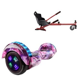 Paket Hoverboard Standard Go Kart 6.5 tums, Transformers Galaxy Pink Junior, Standard Räckvidd och Röd Hoverkart, Smart Balance