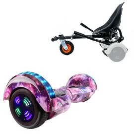 6.5 inch Hoverboard with Suspensions Hoverkart, Transformers Galaxy Pink Junior, Standard Range and Black Seat with Double Suspension Set, Smart Balance