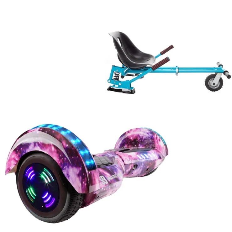 6.5 inch Hoverboard with Suspensions Hoverkart, Transformers Galaxy Pink Junior, Standard Range and Blue Seat with Double Suspension Set, Smart Balance