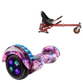 6.5 inch Hoverboard with Suspensions Hoverkart, Transformers Galaxy Pink Junior, Standard Range and Red Seat with Double Suspension Set, Smart Balance