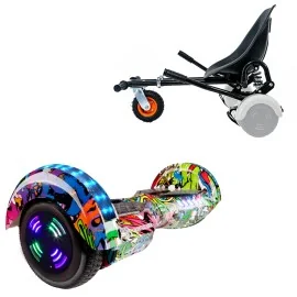 6.5 inch Hoverboard with Suspensions Hoverkart, Transformers Multicolor Junior, Standard Range and Black Seat with Double Suspension Set, Smart Balance