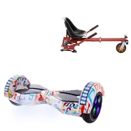 6.5 inch Hoverboard with Suspensions Hoverkart, Transformers Splash Junior, Standard Range and Red Seat with Double Suspension Set, Smart Balance