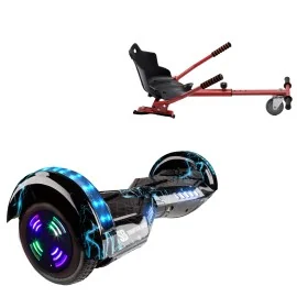 6.5 inch Hoverboard with Standard Hoverkart, Transformers Thunderstorm Blue Junior, Standard Range and Red Ergonomic Seat, Smart Balance