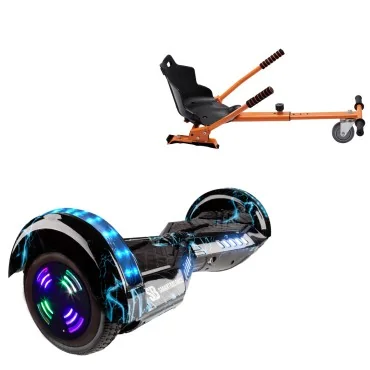 6.5 inch Hoverboard with Standard Hoverkart, Transformers Thunderstorm Blue Junior, Standard Range and Orange Ergonomic Seat, Smart Balance