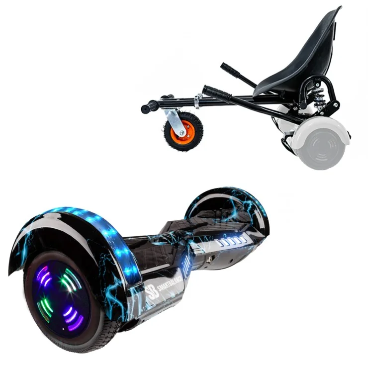 6.5 Zoll Hoverboard mit Stoßdämpfern Sitz, Transformers Thunderstorm Blue Junior, Standard Reichweite und Schwarz Stoßdämpfern Hoverboard Sitz, Smart Balance