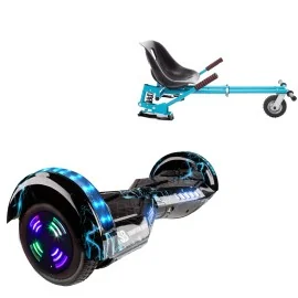 6.5 inch Hoverboard with Suspensions Hoverkart, Transformers Thunderstorm Blue Junior, Standard Range and Blue Seat with Double Suspension Set, Smart Balance