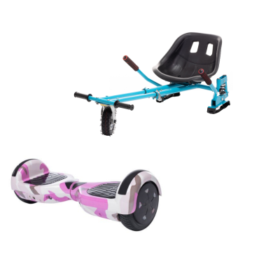 Hoverboard Paket Go-Kart, Smart Balance Regular Camouflage Pink, 6.5 Zoll, Doppelmotoren 36V, 700 Watt, Bluetooth-Lautsprecher, 