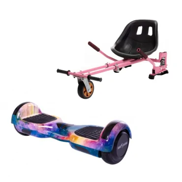 6.5 inch Hoverboard with Hoverkart, Suspension PRO Seat, Pink, 15 km/h, UL2272 Certified, Bluetooth, Led Lighting, 700W Power, 4Ah Battery, Smart Balance, Regular Galaxy Orange Handle