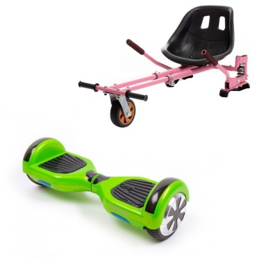Hoverboard Paket Go-Kart, Smart Balance Regular Green, 6.5 Zoll, Doppelmotoren 36V, 700 Watt, Bluetooth-Lautsprecher, LED-Leucht