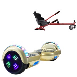 6.5 inch Hoverboard with Standard Hoverkart, Regular ElectroGold Junior, Standard Range and Red Ergonomic Seat, Smart Balance