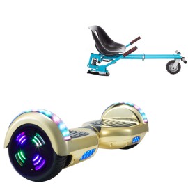 Paket Hoverboard Go Kart med Stötdämpare, 6.5 tums, Regular ElectroGold Junior, Standard Räckvidd och Blå Hoverkart med Stötdämpare, Smart Balance