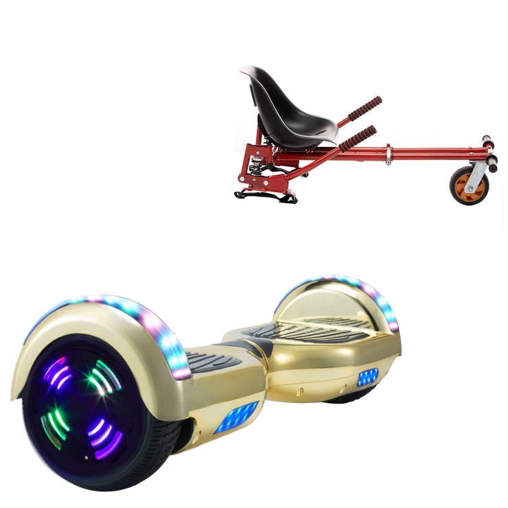 6.5 inch Hoverboard with Suspensions Hoverkart, Regular ElectroGold Junior, Standard Range and Red Seat with Double Suspension Set, Smart Balance