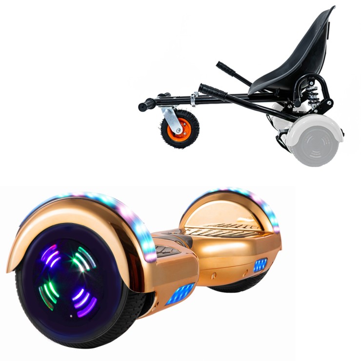 6.5 inch Hoverboard with Suspensions Hoverkart, Regular ElectroIron Junior, Standard Range and Black Seat with Double Suspension Set, Smart Balance