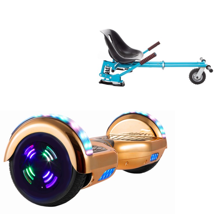 6.5 inch Hoverboard with Suspensions Hoverkart, Regular ElectroIron Junior, Standard Range and Blue Seat with Double Suspension Set, Smart Balance