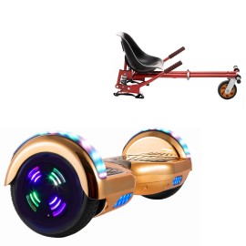 Paket Hoverboard Go Kart med Stötdämpare, 6.5 tums, Regular ElectroIron Junior, Standard Räckvidd och Röd Hoverkart med Stötdämpare, Smart Balance