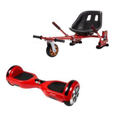 Hoverboard Go-Kart Pack, Smart Balance Regular Red, 6.5 INCH, Dual Motors 36V, 700Wat, Bluetooth Speakers, LED Lights, Premium 